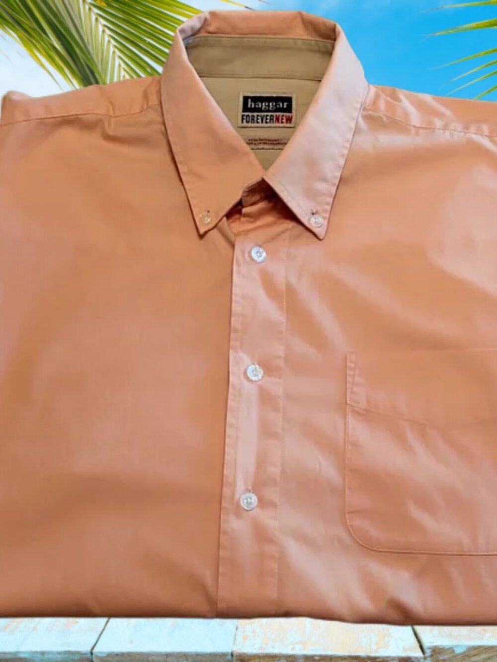 Haggar Forevernew Men's Sz Large; Quality Wear Casual; Dress Shirt Short Sleeve